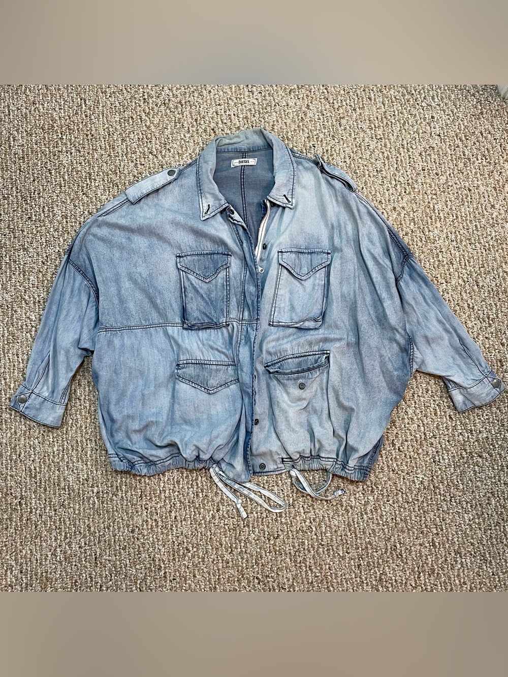 DIESEL Women's Washed Denim Military Style Jacket